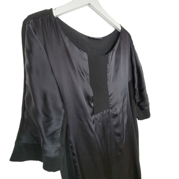 PIAZZA SEMPIONE Black Bateau Neckline Wool Silk Mini Dress - Size M - Picture 6 of 9